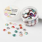 Glass Cabochons, Tree of Life Printed, Half Round/Dome, Mixed Color, 12x4mm, about 180~190pcs/box(GGLA-JP0002-12)