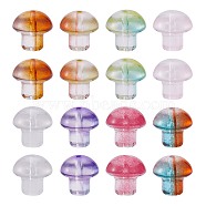 96pcs 8 Colors Transparent Glass Beads, Mushroom, Mixed Color, 13.5x13.5mm, Hole: 1.6mm, 12pcs/color(GLAA-SZ0001-92)