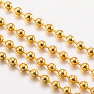 Iron Ball Chains, Soldered, with Spool, Golden, Bead: 3.2mm, about 164.04 Feet(50m)/roll(CHB004Y-G)