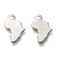 201 Stainless Steel Charms, Laser Cut, Map, Stainless Steel Color, 12.5x9x0.5mm, Hole: 1.5mm(STAS-C017-19P)