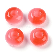 Resin European Beads, Large Hole Beads, Imitation Cat Eye, Rondelle, Red, 13.5x7.5mm, Hole: 5mm(RESI-F055-08D)