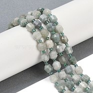 Natural Myanmar Jade Beads Strands, Faceted, Bicone, Double Terminated Point Prism Beads, 8x7mm, Hole: 1.2mm, about 40pcs/strand, 15.16''(38.5cm)(G-O201B-121F)