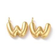 Brass Pendants, Real 18K Gold Plated, Letter W, 19x19x4.5mm, Hole: 3.4mm(KK-A199-01G-W)