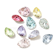 Glass Rhinestone Cabochons, Flat Back & Back Plated, Faceted, Teardrop, Mixed Color, 8x6x4mm(RGLA-L029-19C)