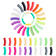 PandaHall Elite 80Pcs 20 Colors Opaque Acrylic Beads, Curved Tube, Mixed Color, 80pcs/bag(MACR-PH0001-41)