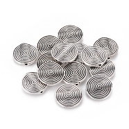 Tibetan Style Alloy Beads, Lead Free & Cadmium Free, Flat Round, Antique Silver, 18x3.2mm, Hole: 1.5mm(X-LF10526Y)