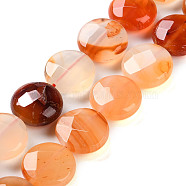 Natural Agate Beads Strands, Faceted Rhombus Cut, Flat Round, 14.5x7.5mm, Hole: 1mm, about 27pcs/strand, 15.16''(38.5cm)(G-H024-A01-03)