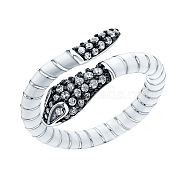 S925 Silver Snake Ring with Zirconia, Exaggerated and Trendy Design.(GE9374-3)