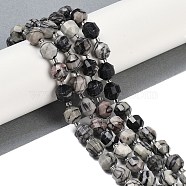 Natural Black Netstone Beads Strands, Faceted, Bicone, Double Terminated Point Prism Beads, 10x9mm, Hole: 1.2mm, about 38pcs/strand, 15.08''(38.3cm)(G-O201B-143G)