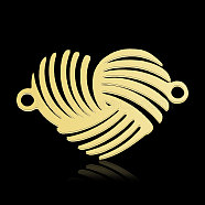 201 Stainless Steel Connector Charms, Heart, Real 18K Gold Plated, 12x19x1mm, Hole: 1.4mm(STAS-N090-LA873-2)