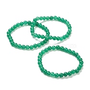 Dyed Natural Jade Beaded Stretch Bracelets, Imitation Green Aventurine, Round, Beads: 6~6.5mm, Inner Diameter: 2-1/4 inch(5.55cm)(BJEW-A117-B-34)