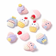 Opaque Resin Decoden Cabochons, Ice Cream & Cup Cake, Mixed Color, 19.5~21x16.5~18.5x6.5~7.5mm(CRES-A050-07)