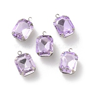 Rhinestone Pendants, with Brass Findings, Rectangle, Violet, 13x8x5.5mm, Hole: 1.2mm(RGLA-P038-02P-10)