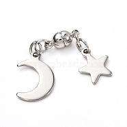 Round Brass Magnetic Clasps with Loops, with 304 Stainless Steel Charms & Jump Rings, Moon & Star, Mixed Color, 49mm(FIND-JF00093-02)