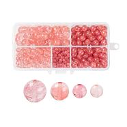 340Pcs 4 Sizes Cherry Quartz Glass Beads Sets, Round, 4mm/6mm/8mm/10mm, hole: 1mm(G-LS0001-30)