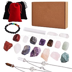 DIY Chakra Gemstone Bracelet Necklace Making Kit, Including Natural Mixed Stone Beads & Bracelet & Necklace, 21pcs/box(DIY-SZ0008-04)