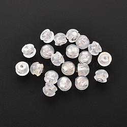 316 Surgical Stainless Steel Ear Nuts, with TPE Plastic  Findings, Earring Backs, Half Round/Dome, Stainless Steel Color, 4.5x5mm(X-KY-H004-01P)