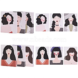 60Pcs 6 Style Cardboard Jewelry Display Cards, for Hanging Earring & Ear Stud Display, Rectangle, Women Pattern, Mixed Color, 8x6x0.04cm, Hole: 1.5mm, 10pcs/style(EDIS-SZ0001-01)