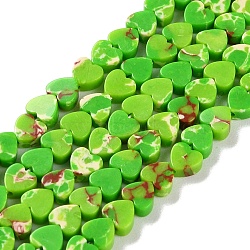 Dyed Synthetic Imperial Jasper Beads Strands, Heart, Lime Green, 4x4x2mm, Hole: 1mm, about 87~91pcs/strand, 13.78''~14.17''(35~36cm)(G-M403-A37-01)