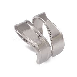 Non-Tarnish 304 Stainless Steel Twist Wave Open Cuff Rings for Women, Stainless Steel Color, US Size 6(16.5mm)(RJEW-G285-26P)