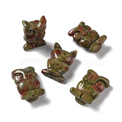Natural Unakite Owl Healing Figurines, Reiki Energy Stone Display Decorations, for Home Feng Shui Ornament, 19~19.5x10.5~11x26~26.5mm(DJEW-Z005-01B)