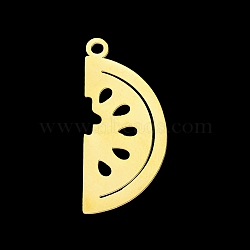 201 Stainless Steel Pendants, Laser Cut, Watermelon, Golden, 29x13x1mm, Hole: 1.8mm(STAS-S105-LA390-2)