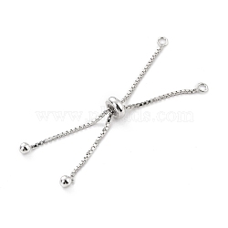925 Sterling Silver Box Chain with Stop Beads and Loops, Slider Bracelet Making, for Bracelet Making, Silver, 106mm, Hole: 1.8mm(STER-Z001-110S)