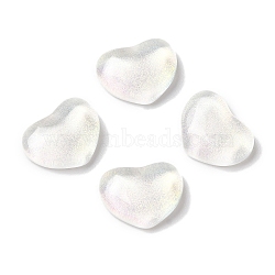 K9 Glass Cabochons, with Glitter Powder, Heart, White, 7.8x10x3.2mm(GGLA-Z003-05A-001JW)