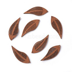 Faux Suede Big Pendant Decorations, Leaf, Sienna, 44x16x1.6mm, Hole: 1.2mm(FIND-G013-12E)