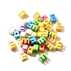 UV Plating Opaque Acrylic Beads, Iridescent, Letter, Letter E, 18.5~22.5x12~20x13~14mm, Hole: 6mm(SACR-Z007-01E)