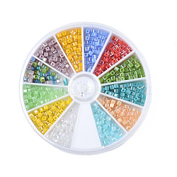 600Pcs 12 Colors Faceted Glass Beads Strands, Imitation Jade, Cube, Mixed Color, 2x2mm, Hole: 0.8mm, 50Pcs/color(GLAA-Q026-06)