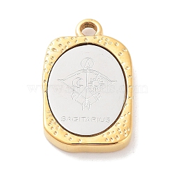 304 Stainless Steel Pendants, Rectangle with Twelve Constellations Charm, Golden & Stainless Steel Color, Sagittarius, 23x14.5x3mm, Hole: 2mm(STAS-F303-A09)