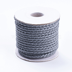 Round Braided Cowhide Cords, Gray, 3mm, about 10.93 yards(10m)/roll(WL-L009-01K)