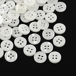 4-Hole Plastic Buttons, Flat Round, White, 11x2mm, Hole: 1.5mm(BUTT-R034-039)