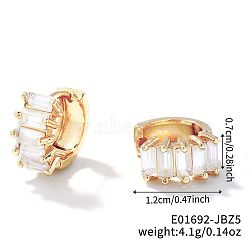 Cute Square Candy Brass Cubic Zirconia Hoop Earrings, Fashionable Versatile Accessories, Golden, White, 7x12mm(XX8349-6)