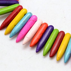 Synthetic Magnesite Beads Strands, Dyed & Heated, Bullet, Mixed Color, 25x5mm, Hole: 1mm, about 1000pcs/1000g(TURQ-L010-06A)