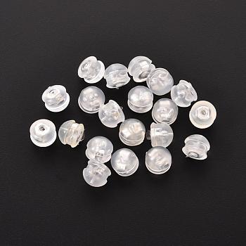 316 Surgical Stainless Steel Ear Nuts, with TPE Plastic  Findings, Earring Backs, Half Round/Dome, Stainless Steel Color, 4.5x5mm