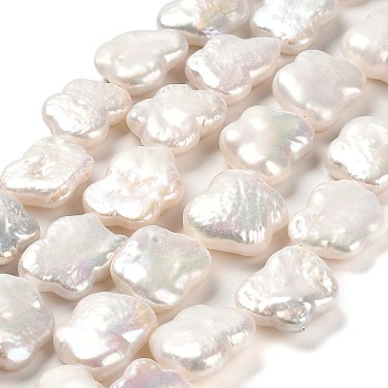 Natural Keshi Pearl Beads Strands, Cultured Freshwater Pearl, Baroque Pearls, Grade 4A+, Butterfly, Snow, 12~16x10~13x4~6mm, Hole: 0.7mm, about 27pcs/strand, 14.76''~14.96''(37.5~38cm)