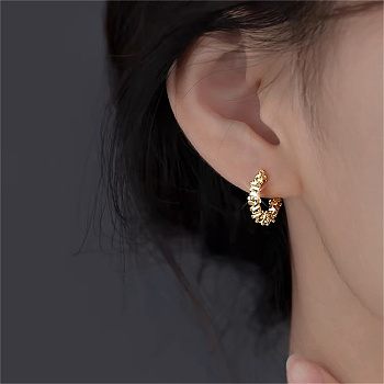 999 Sterling Silver C-shape Earrings for Women