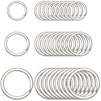 30Pcs 3 Styles Iron Split Rings, Double Loops Jump Rings, Platinum, 20~32x2mm, Inner Diameter: 16.5~26.5mm, 10pcs/style
