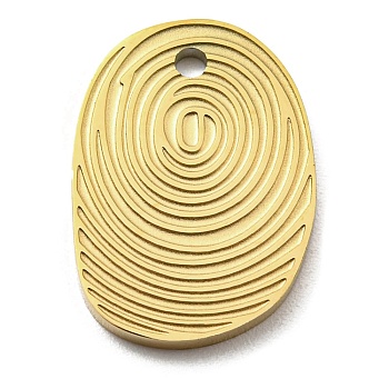 Ion Plating(IP) 316L Surgical Stainless Steel Pendants, Textured, Irregular Oval Charm, Real 18K Gold Plated, 17x12x1.5mm, Hole: 1.5mm