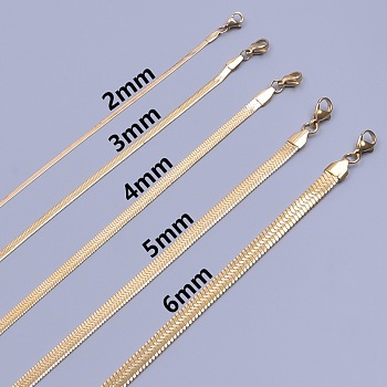 2~3MM Unisex 304 Stainless Steel Flat Snake Chains Necklaces, 13.78 inch(35cm)