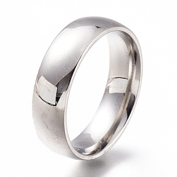 304 Stainless Steel Finger Rings, Plain Band Rings, Stainless Steel Color, US Size 6~9, Inner Diameter: 16~19mm