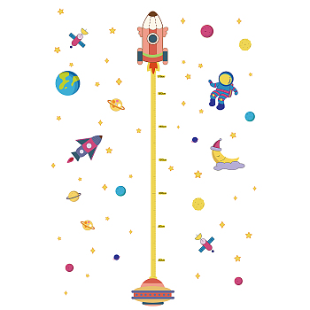 Universe Theme, PVC Height Growth Chart Wall Sticker, for Kids Measuring Ruler Height, Colorful, 29x90cm, 2 sheets/set