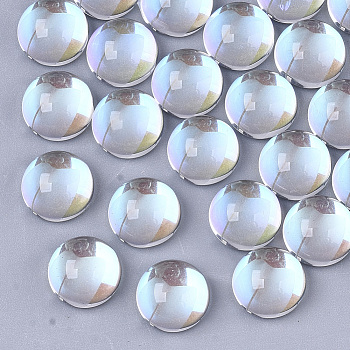 Transparent Glass Cabochons, AB Color Plated, Half Round/Dome, Clear AB, 8x4mm