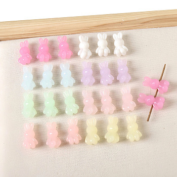 Opaque Acrylic Beads, Rabbit, Mixed Color, 24.7x14.6x11.7mm, Hole: 3mm, 300pcs/500g