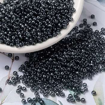 MIYUKI Round Rocailles Beads, Japanese Seed Beads, 8/0, (RR178) Transparent Gray Luster, 3mm, Hole: 1mm, about 19000~20500pcs/pound