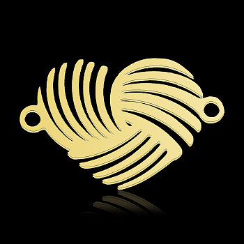 201 Stainless Steel Connector Charms, Heart, Real 18K Gold Plated, 12x19x1mm, Hole: 1.4mm