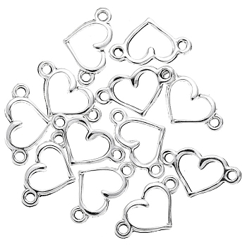 Alloy Hollow Connector Charms, Heart, Antique Silver, 8x14.5mm, Hole: 1mm