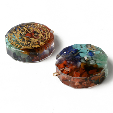 Flat Round Epoxy Resin Pendants(G-R478-22I)-2